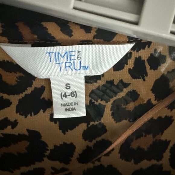 Womens Babydoll Dress Sz Small Leopard Lined Tassel Animal Print Boho Brown - Picture 12 of 16